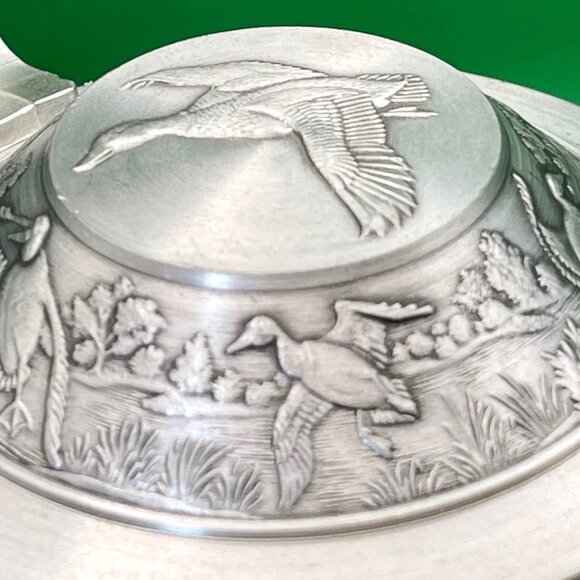 Vintage Etched Glass Beer Stein Tankard Lid Duck Goose Pond Scene Germany France - Picture 14 of 14